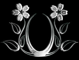 Abstract Silver Flowers Black Background PNG image with transparent background