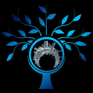 Abstract Treewith Gears Graphic PNG with transparent background