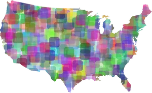 Abstract U S A Map Colorful Geometric Pattern PNG Image