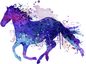 Abstract Watercolor Horse Art PNG Image