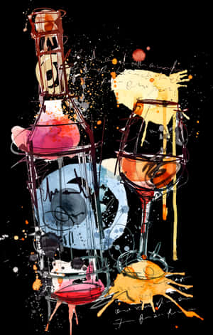 Red Wine Bottle Rosé Clip Art - Wine Bottle And Glass Art, HD Png Download PNG image with transparent background