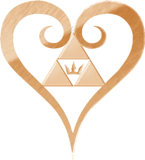 Abstract Wooden Heartand Crown Design PNG Image