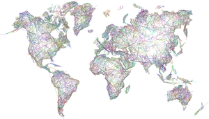 Abstract World Map Network Lines PNG Image