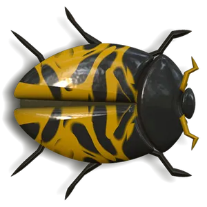 Abstract Yellow Black Ladybug Design PNG Image