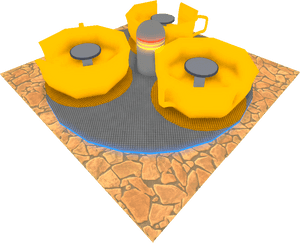 Abstract Yellow Sofas Art Installation PNG image with transparent background