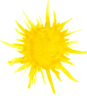 Abstract Yellow Sun Painting Transparent Background PNG Image