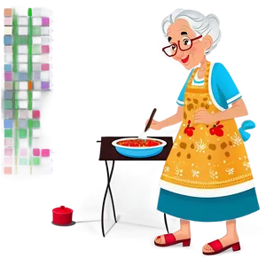 Abuela Cooking Illustration Png Ktg PNG Image