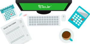 Accounting Workspacewith Tax Software PNG Image