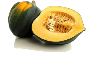 Acorn Squash Halvedand Whole PNG Image