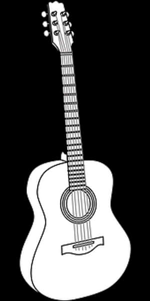 Acoustic Guitar Blackand White Illustration PNG image with transparent background