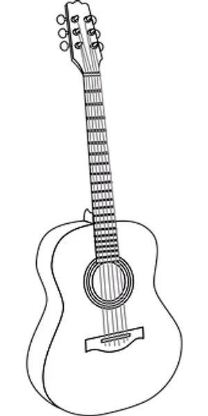 Acoustic Guitar Blackand White Illustration PNG Image