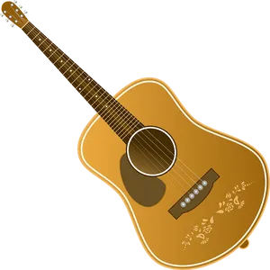 Acoustic Guitar Floral Design PNG Image