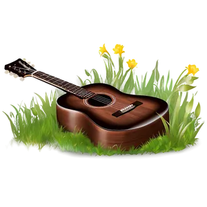 Acoustic Guitar In Grass Png 06122024 PNG Image