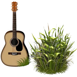 Acoustic Guitar In Grass Png 2 PNG Image