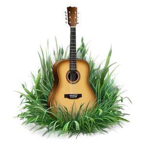 Acoustic Guitar In Grass Png Gtb PNG Image