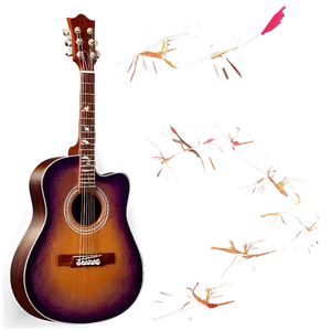 Acoustic Guitar With Bird Png 25 PNG Image