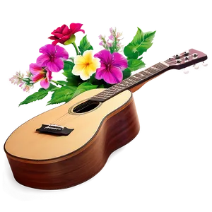 Acoustic Guitar With Flowers Png Btg PNG Image