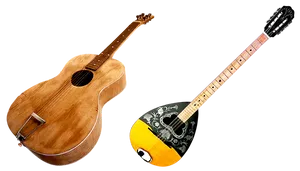 Acoustic Guitarand Russian Balalaikaon Black Background PNG Image