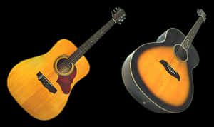 Acoustic Guitars Dual View PNG image with transparent background