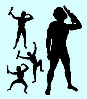 Action Hero Silhouettes PNG with transparent background