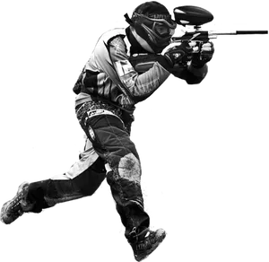 Action Packed Paintball Player PNG Image