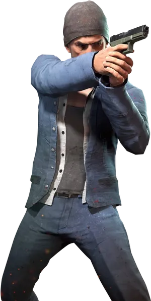 Action Ready Gunman Character PNG Image