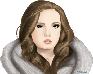 Adele Digital Portrait PNG Image