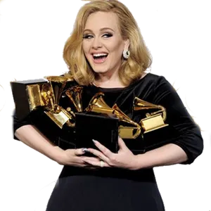 Adele Holding Grammy Awards PNG Image