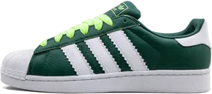 Adidas Green Sneakerwith Neon Laces PNG Image