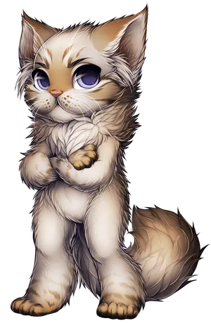 Adorable Anime Style Kitten PNG Image