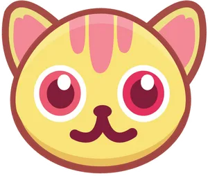 Adorable Cartoon Cat Face PNG Image