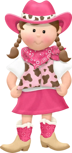 Adorable Cartoon Cowgirl Character PNG Image