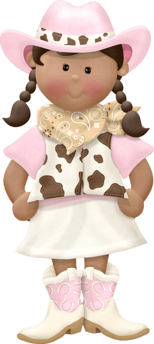 Adorable Cartoon Cowgirl Doll PNG image with transparent background
