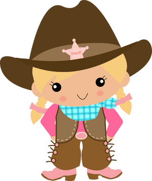 Adorable Cartoon Cowgirl Sheriff PNG image with transparent background