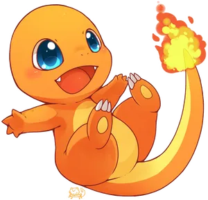 Adorable Charmander Fire Pokemon PNG Image