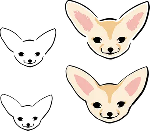 Adorable Chihuahua Faces Illustration PNG Image