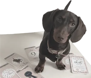 Adorable Dachshundwith Milestone Cards PNG Image