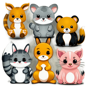 Adorable Kawaii Animals PNG njw51 PNG image with transparent background