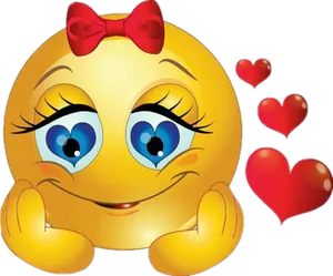 Adorable Love Emojiwith Hearts PNG Image