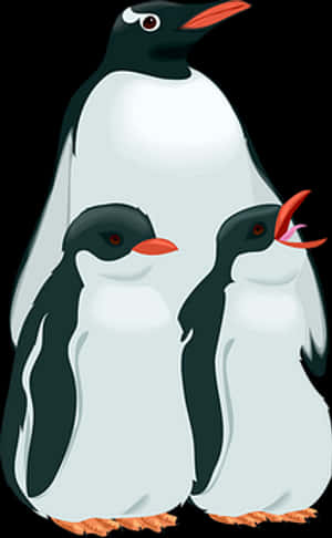Adult_ Penguin_ With_ Chicks_ Vector_ Illustration.jpg PNG with transparent background