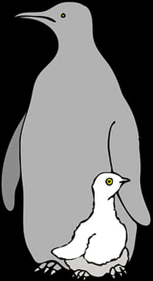 Adultand Chick Penguin Illustration PNG image with transparent background