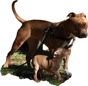 Adultand Puppy Pitbull Bonding PNG Image