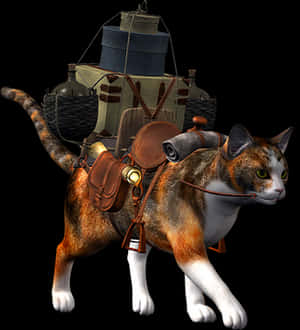 Adventure Ready Catwith Backpack PNG image with transparent background