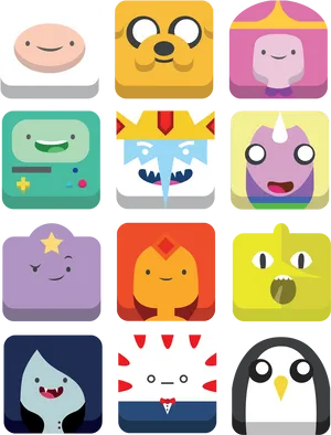 Adventure Time Characters Icons PNG Image