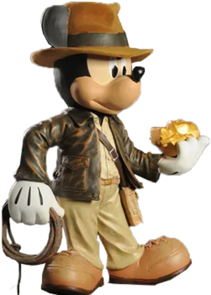 Adventurer Goofy Holding Golden Nugget PNG Image