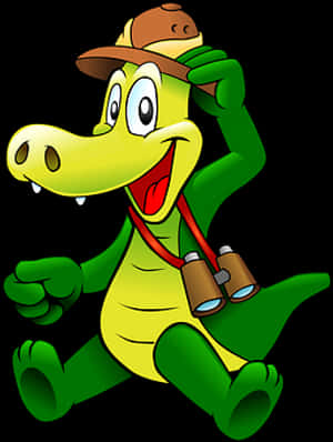 Adventurous Alligator Cartoon Character PNG image with transparent background