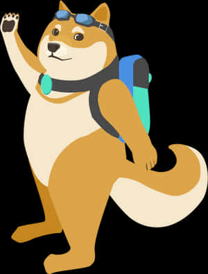 Adventurous Doge Cartoon PNG image with transparent background