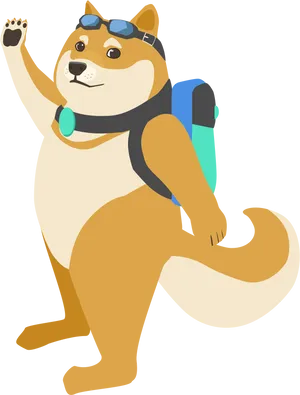 Adventurous Doge Cartoon PNG Image