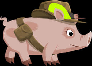Adventurous Pig Cartoon PNG image with transparent background