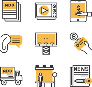 Advertising Platforms Icons Set PNG Image